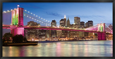 Framed Brooklyn Bridge at Night Print