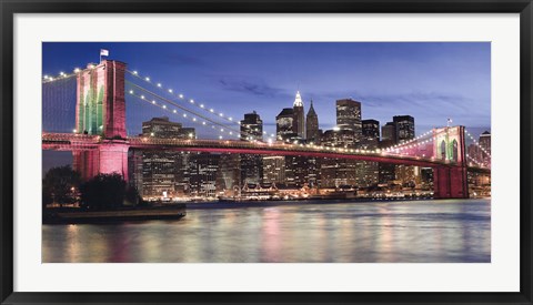 Framed Brooklyn Bridge at Night Print