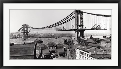 Framed Manhattan Bridge Construction, 1909 Print