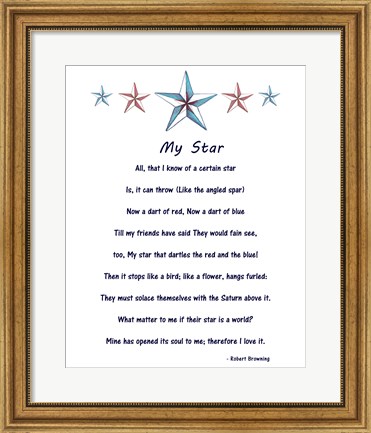 Framed My Star by Robert Browning - white Print