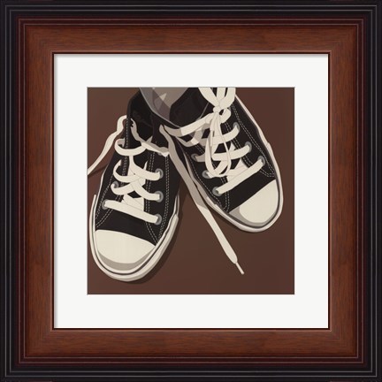 Framed Lowtops (black on brown) Print