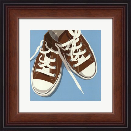 Framed Lowtops (brown on blue) Print