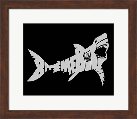 Framed Bite Me Shark Print