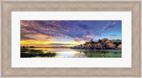 Framed Willow Lake Spring Sunset Print