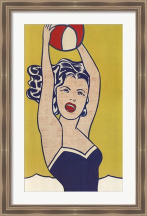 Framed Girl with Ball Print