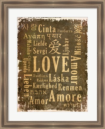 Framed Love in Multiple Languages Print