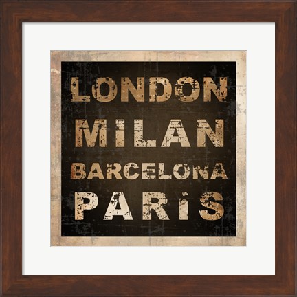 Framed European Cities Square I Print