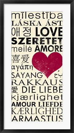 Framed Love Around the World with Red Boarder Print