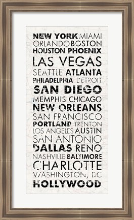 Framed USA Cities White Print