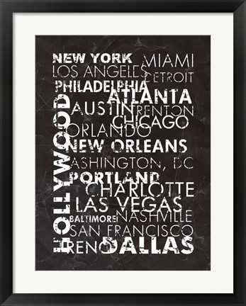 Framed United States Cities Print