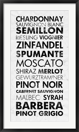 Framed Wine List I Print