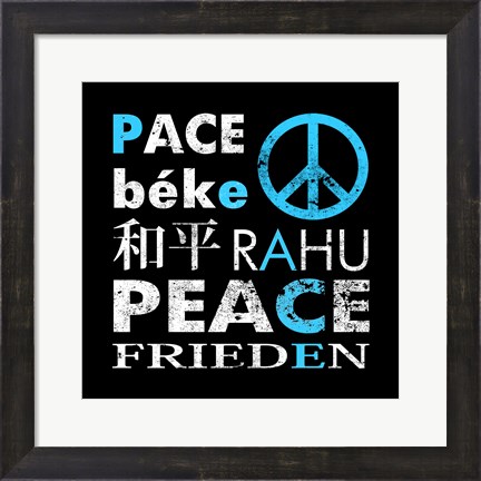 Framed Blue Peace Square I Print