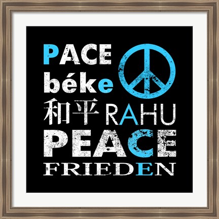 Framed Blue Peace Square I Print