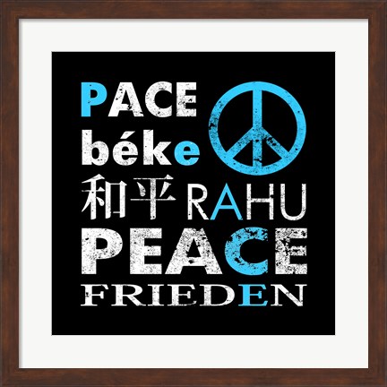 Framed Blue Peace Square I Print