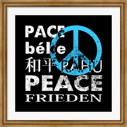 Framed Blue Peace Square II Print