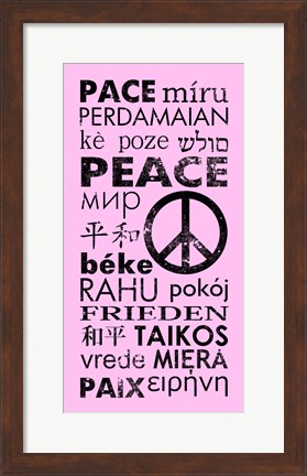 Framed Pink Peace Languages Print