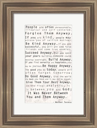 Framed Mother Teresa Quote Print