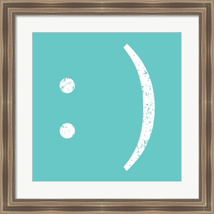 Framed Aqua Smiley Print
