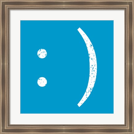 Framed Blue Smiley Print