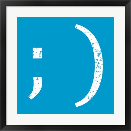 Framed Blue Wink Smile Print