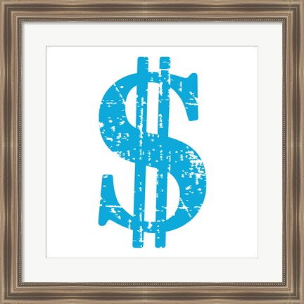 Framed Blue Dollar Sign Print