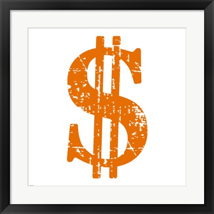 Framed Orange Dollar Sign Print