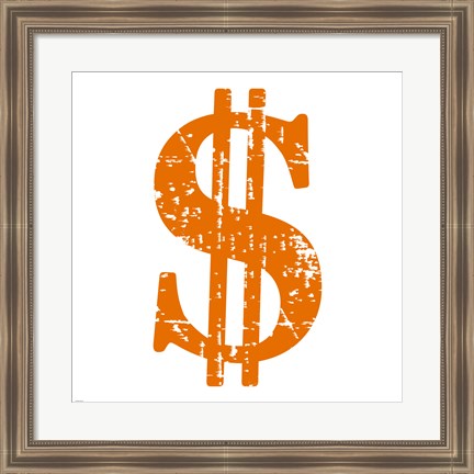 Framed Orange Dollar Sign Print