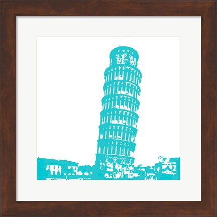 Framed Pisa in Aqua Print