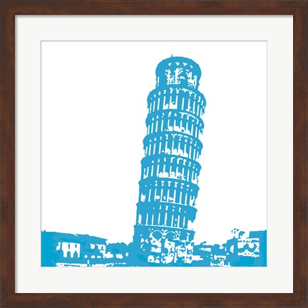 Framed Pisa in Blue Print