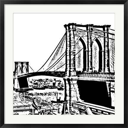 Framed Black Brooklyn Bridge Print