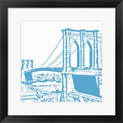 Framed Blue Brooklyn Bridge Print