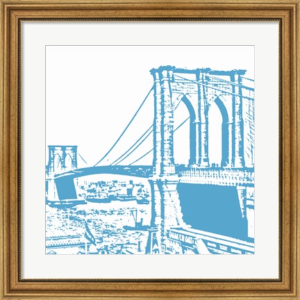 Framed Blue Brooklyn Bridge Print