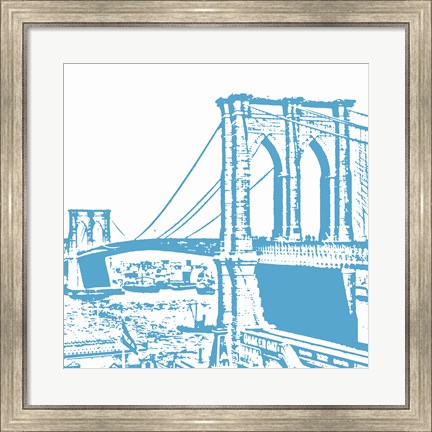 Framed Blue Brooklyn Bridge Print