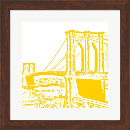 Framed Yellow Brooklyn Bridge Print