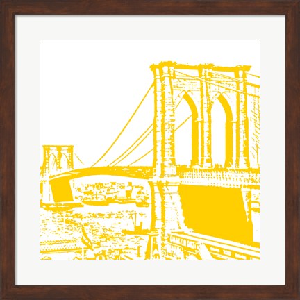 Framed Yellow Brooklyn Bridge Print