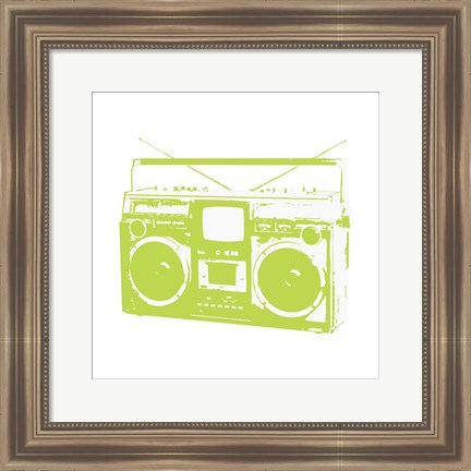 Framed Lime Boom Box Print