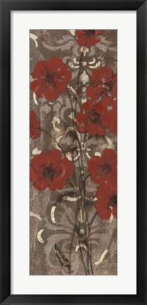 Framed Poppies on Damask I Print