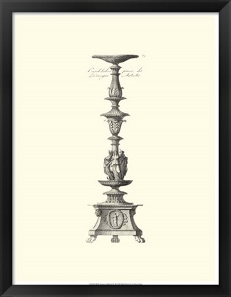 Framed B&amp;W Antique Candlestick I Print