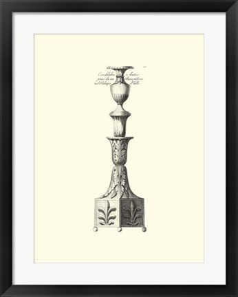 Framed B&amp;W Antique Candlestick III Print