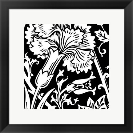 Framed B&amp;W Graphic Floral Motif I Print