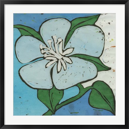 Framed Turquoise Batik Botanical VI Print