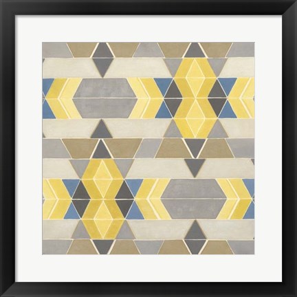 Framed Blue and Yellow Geometry I Print