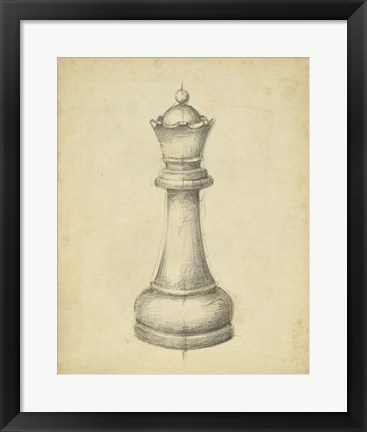 Framed Antique Chess III Print