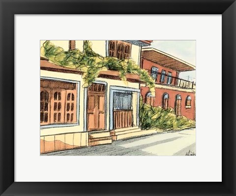 Framed Sketches of Downtown III Print