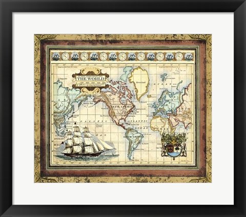 Framed Map of the World Print