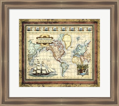 Framed Map of the World Print