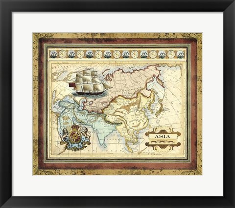 Framed Map of Asia Print