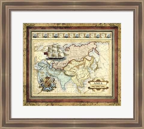 Framed Map of Asia Print