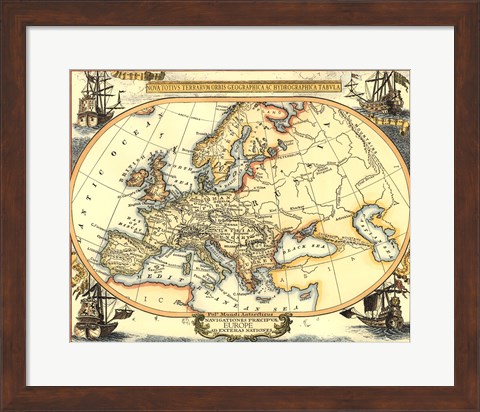 Framed Nautical Map of Europe Print