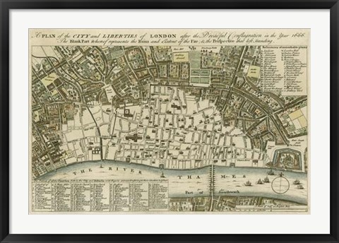 Framed City Plan of London Print